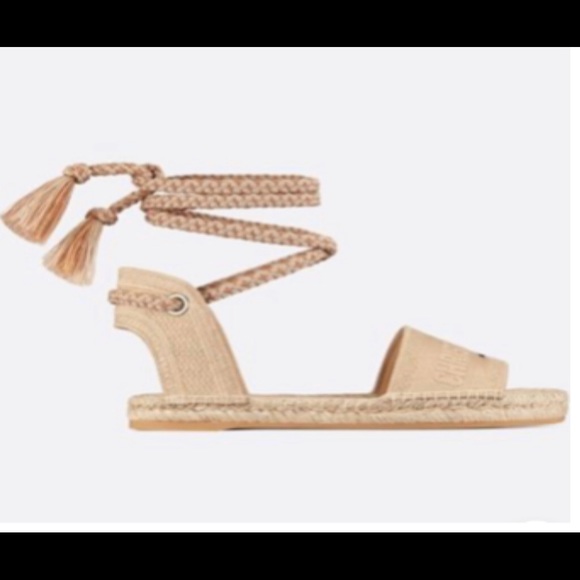 🔥sold🔥Christian Dior Rubber Lace-up Logo Sandals - Picture 9 of 10